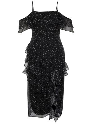 Sukienka długa w grochy pleciona Trendyol czarna