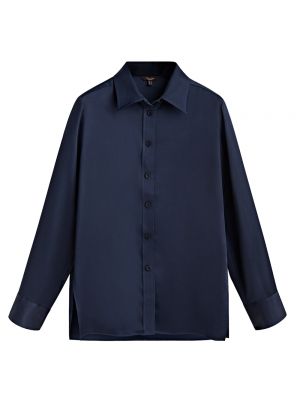 Атласная рубашка Massimo Dutti синяя