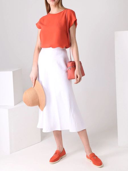 Шелковая блузка Loro Piana оранжевая