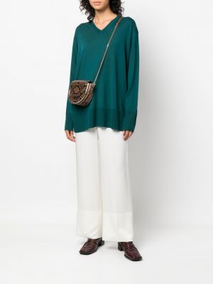 Vlněný svetr s výstřihem do v Aspesi zelený