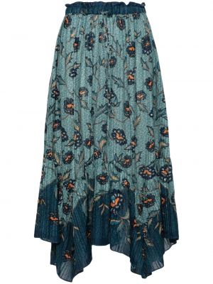 Midi suknja s cvjetnim printom s printom Ulla Johnson plava
