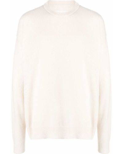 Кашмирен пуловер с кръгло деколте Jil Sander бяло