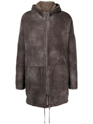 Oboustranný kabát s kapucí Giorgio Brato šedý