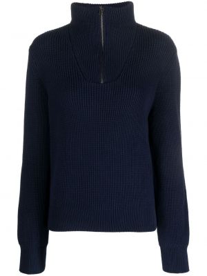 Памучен пуловер с цип A.p.c. синьо