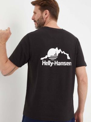 Черная хлопковая футболка с аппликацией Helly Hansen