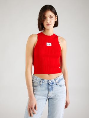 Megztas marškinėliai slim fit Calvin Klein Jeans raudona