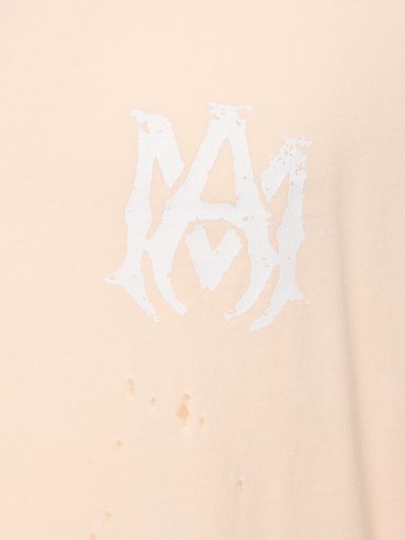 Džersis medvilninis marškinėliai su nubrozdinimais Amiri smėlinė
