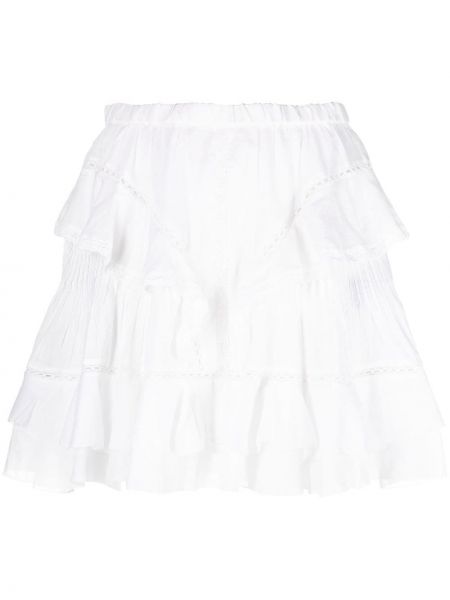 Bavlněné mini sukně s volány Isabel Marant Etoile - bílá