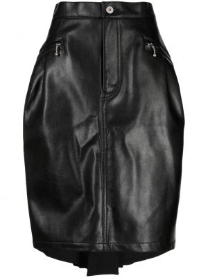 Асиметрична кожена пола с драперии Junya Watanabe черно