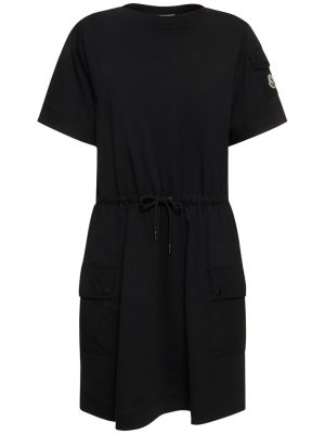 Памучна рокля Moncler черно