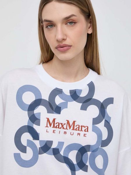 Bombažna majica Max Mara Leisure bela