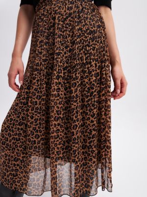 Plisovaná sukňa s leopardím vzorom Gusto čierna