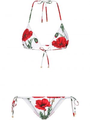 Geblümt bikini mit print Dolce & Gabbana weiß
