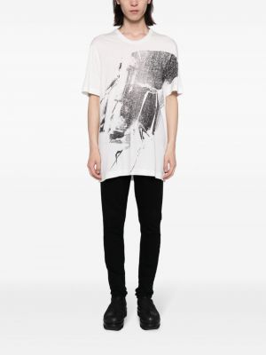 T-shirt en coton à imprimé à motifs abstraits Julius blanc