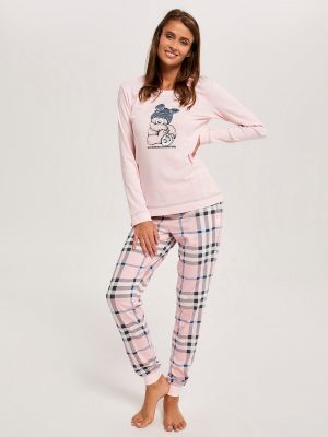 Pantaloni cu imagine cu mâneci lungi Italian Fashion roz