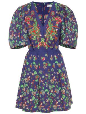 Sukienka mini bawełniane w kwiatki Givenchy - niebieski