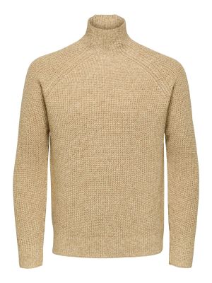 Pull col roulé Selected Homme beige