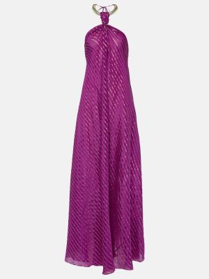 Hedvábné dlouhé šaty Johanna Ortiz fialové