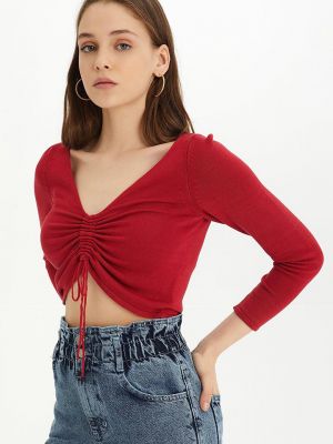 Кружевная трикотажная блузка Sherin красная