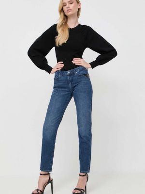 Jeansy z wysoką talią Karl Lagerfeld niebieskie
