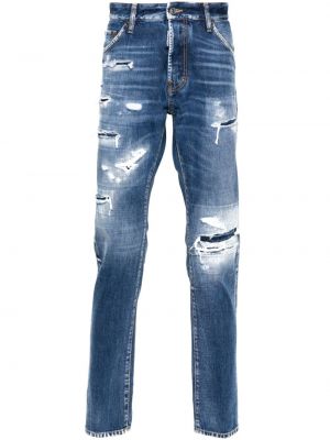 Straight fit džíny s oděrkami Dsquared2 modré