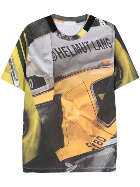 Bavlněné tričko s potiskem Helmut Lang žluté