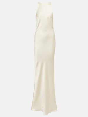 Saténové dlouhé šaty Victoria Beckham biela