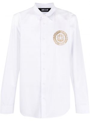 Памучна риза с принт Just Cavalli бяло
