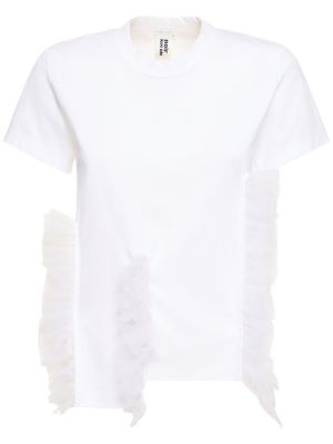Koszulka bawełniana z dżerseju tiulowa Noir Kei Ninomiya biała