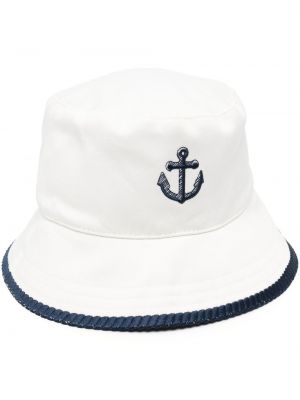 Памучна шапка бродирана Thom Browne бяло