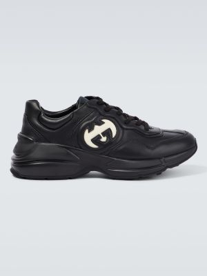 Δερμάτινα sneakers Gucci Rhyton μαύρο