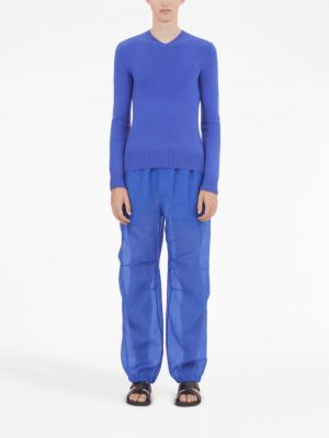 Kašmírový svetr s výstřihem do v Ferragamo modrý