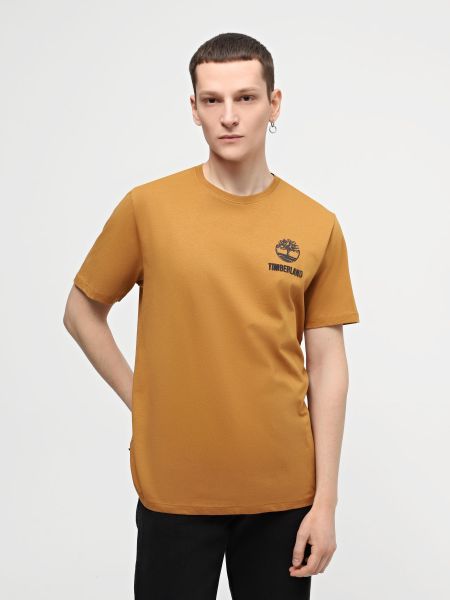 Хлопковая футболка Timberland желтая