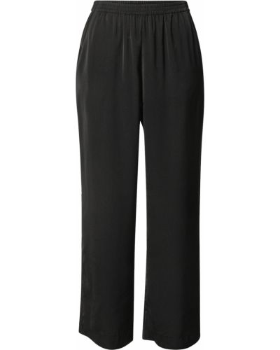 Jednofarebné nohavice s vysokým pásom s opaskom Rosemunde - čierna