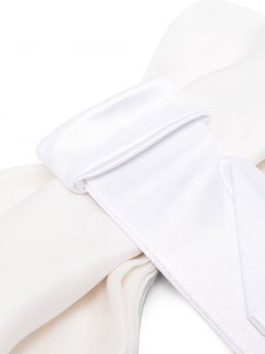 Saténové rukavice s mašlí Parlor bílé