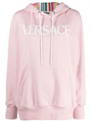 Kapučdžemperis ar apdruku Versace rozā