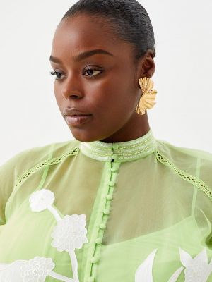 Блузка на пуговицах с аппликацией Karen Millen зеленая