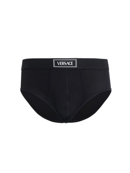 Jersey de algodón de tela jersey Versace Underwear negro