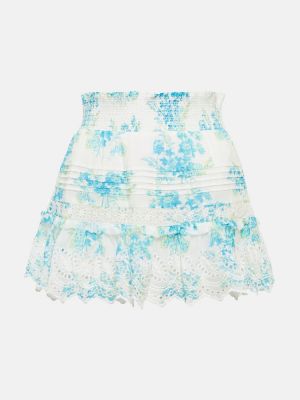 Bavlněné mini sukně s volány Loveshackfancy - modrá