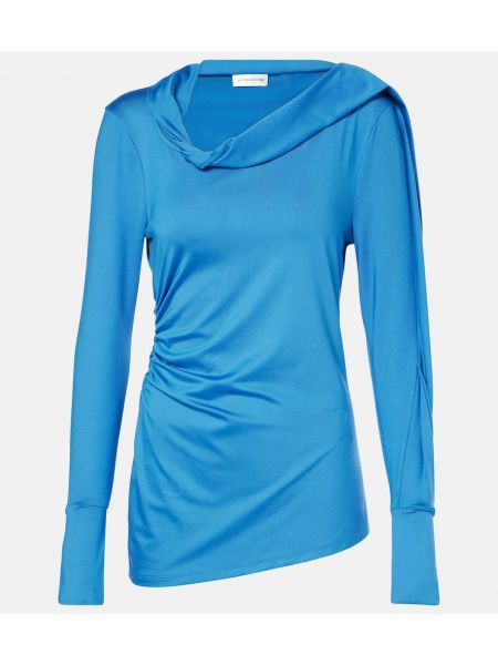 Asymmetrisk lang top i jersey Victoria Beckham blå