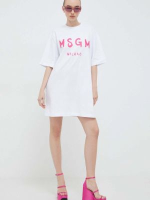 Bílé bavlněné mini šaty Msgm