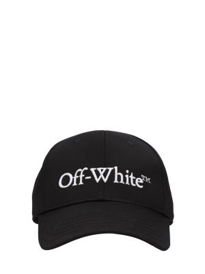 Cappello con visiera di cotone di cotone Off-white nero