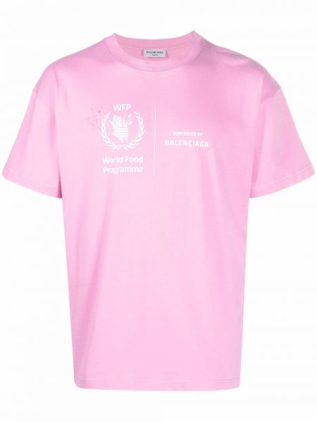 Camiseta con estampado Balenciaga rosa
