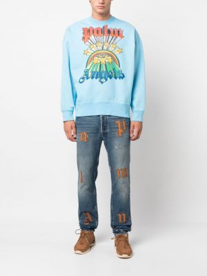 Sweatshirt aus baumwoll mit print Palm Angels blau