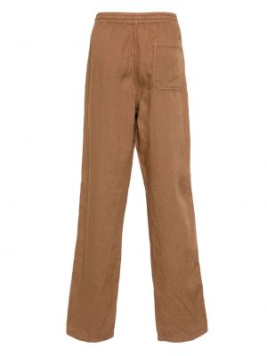 Lněné rovné kalhoty Aspesi hnědé