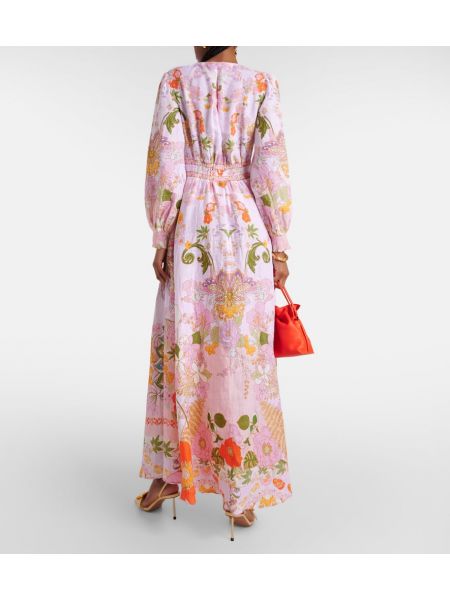 Virágos lenvászon hosszú ruha Camilla