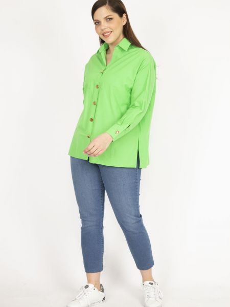 Marškiniai su sagomis şans žalia