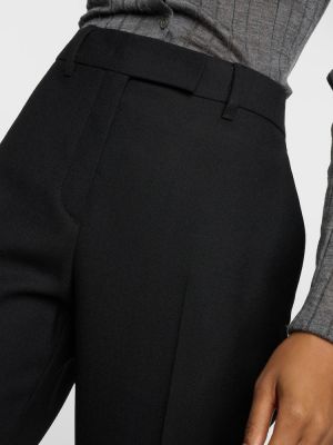 Μάλλινο παντελόνι με ίσιο πόδι με ψηλή μέση Prada μαύρο