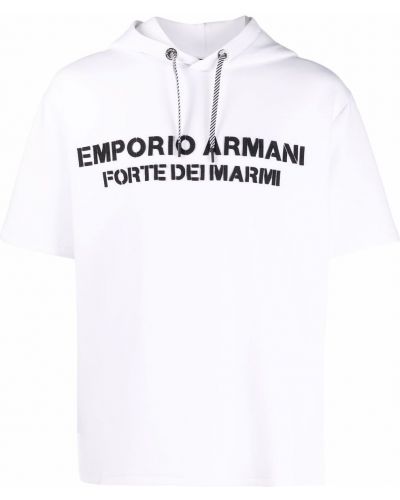 Sudadera con capucha con apliques Emporio Armani blanco