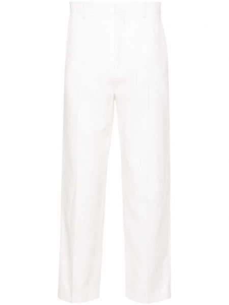 Lniane proste spodnie Sandro białe